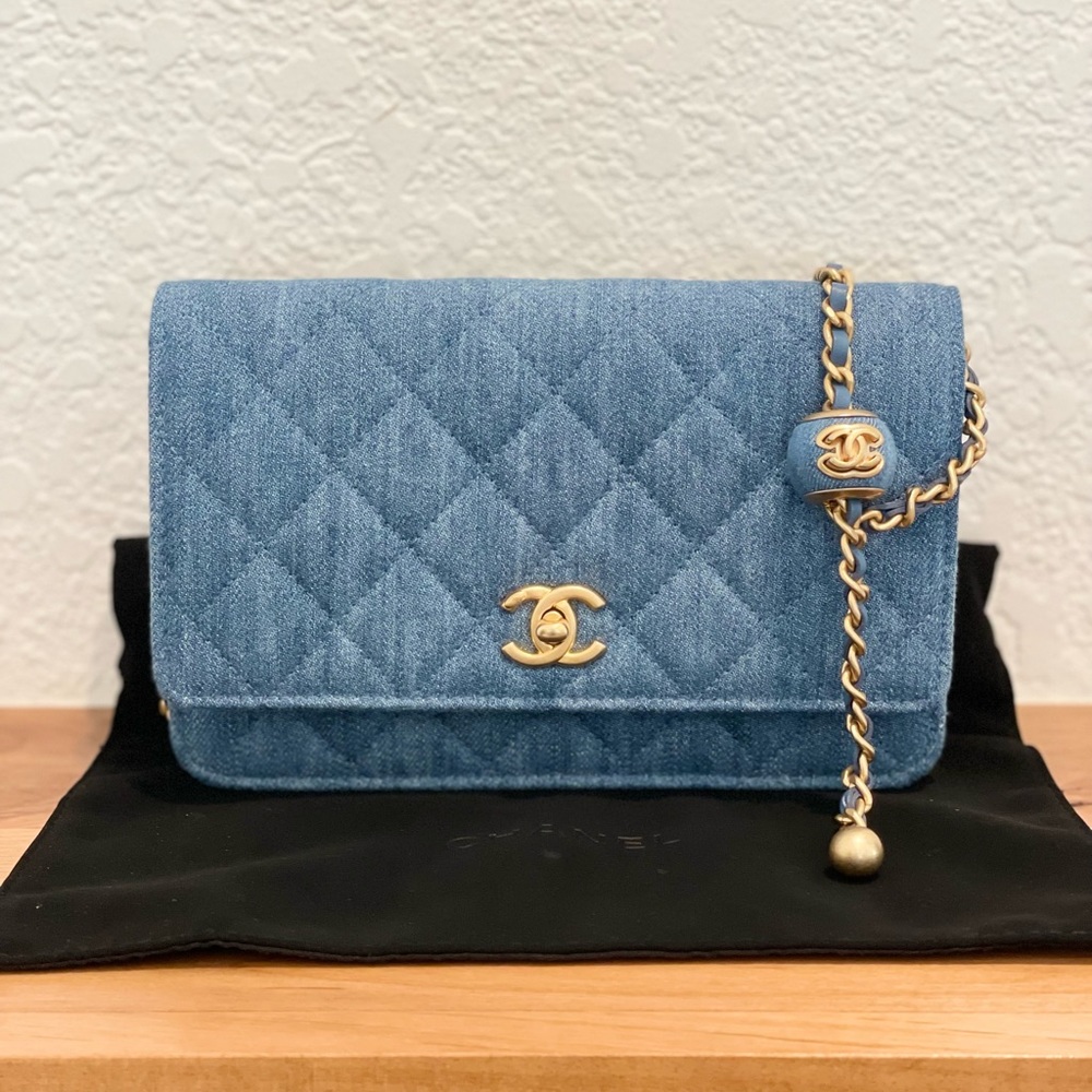 Chanel Denim Pearl Crush Wallet on Chain